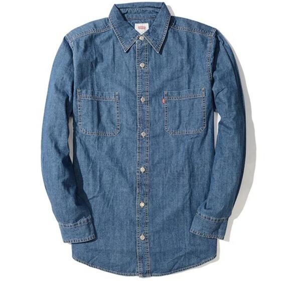 Levi Strauss Denim Button Down Shirt XXL Stonewash Blue NWT - Picture 1 of 7